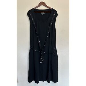 Tripp NYC Black Grommet Cage Strap Dress Plus 5X Goth Bondage Emo Punk Y2K